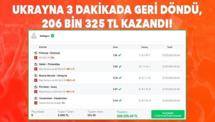 Ukrayna 3 dakikada geri döndü, Misli’de 206 bin 325 TL kazandı!